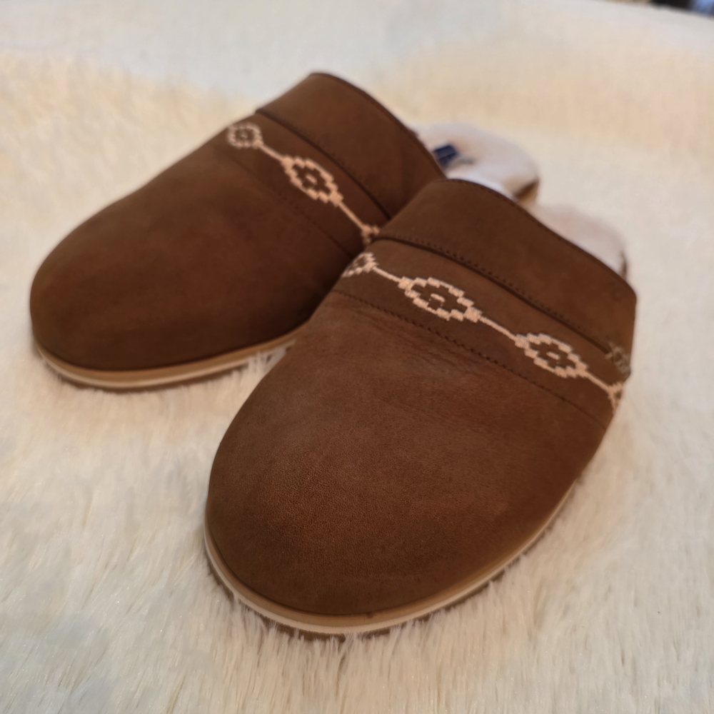 Hari Mari Shoes Womens Size 8 Brown Suede Shearling Lined House Slippers‎ Cozy